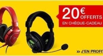 1 Casque de jeu acheté (à partir de 39,9€) = 20 euros offerts cheque FNAC