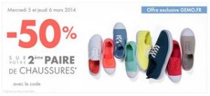 50% sur la deuxième paire chez Gémo