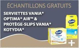 Echantillon Vania gratuit : serviettes hygiénique / protège-slip
