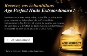 Echantillons Crème-Huile Extraordinaire Age Perfect L’Oréal 