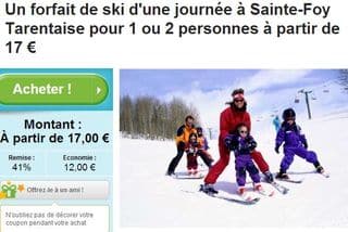 Forfait de ski Sainte-Foy Tarentaise à 17 euros au lieu de 29 euros