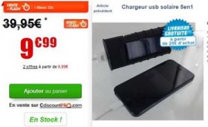 Moins de 10 euros le chargeur solaire 5en1