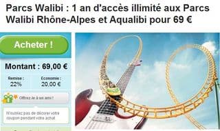 Pass 1 an Walibi Rhone-Alpes et parc aquatique Aqualibi a 69 euros