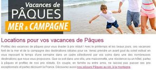 Vacances de Paques moins cheres code promo 