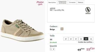 Moins de 23 euros les baskets Aigle homme au lieu du double (du 41 au 45)