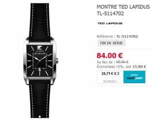 montre homme Ted Lapidus moins chere