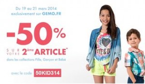 offre Gemo enfant second article a moitie prix