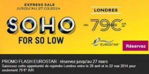 vente flash Eurostar A/R 79 euros