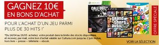 10 euros bon achat pour l’achat jeux video PS3, Xbox, Wii U et PC