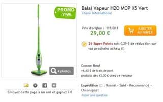 29 euros le balai vapeur H2O MOP X5