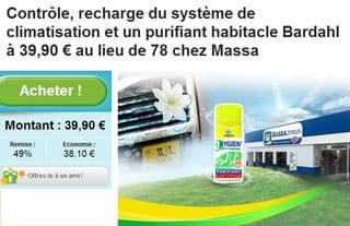 Bon plan climatisation auto : contrôle, recharge + purifiant Bardahl à 39,90 € Centres auto Massa