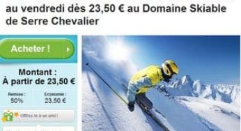 Forfait de ski Serre Chevalier à 23,50 euros au lieu du double (samedi)