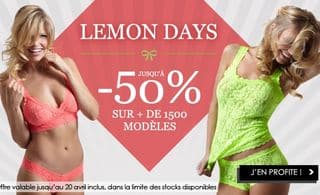 Lemon Days jusqu’à moins 50% sur plus de 1500 articles de lingeries 