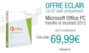 Microsoft Office Famille Etudiant 2013 69 euros