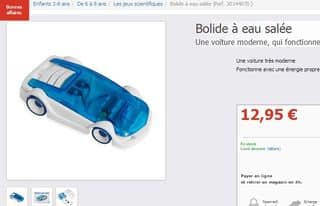 Petite voiture Hybride solaire et eau salee