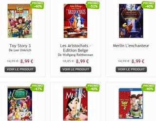 Plus de 100 Blu-Ray / DVD Disney à moins de 9 euros