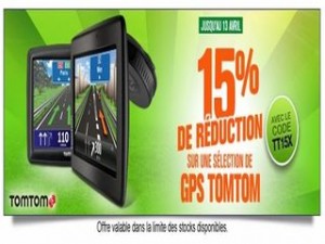 15% supplémentaires sur les GPS Tom Tom (à partir de 84 euros)