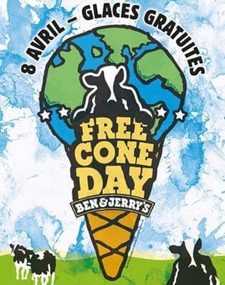  8 avril journée de la glace gratuite chez Ben & Jerry's