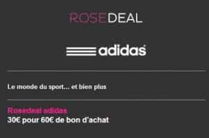 Adidas : 30 euros le bon d’achat d’une valeur de 60 euros