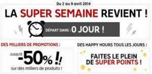 Aujourd’hui et toute la semaine grosses affaires en prévision chez Priceminister ! En effet c’est la Super Semaine avec des remises allant jusqu’à moins 50% et des offres flash tous les jours ! En plus de cela comme tous les mercredis, nouveau code promo de 24 heures sur Priceminister qui vous permet de bénéficier de 20 euros de réductions immédiates pour 140 euros d’achats ! (le code promo est limité à 1000) . Pour voir les offres super semaine ! Inscrivez-vous Le code promo 20 € pour 140 € Priceminister: RAKUTEN-RSS1 est quant à lui valable sur tout mais aujourd’hui seulement.