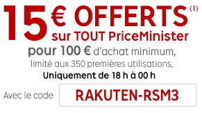 Happy Hours Priceminister 15 euros offerts pour 100 euros d’achats de 18h à minuit