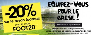 Moins 20% sur le rayon Foot sur GoSport