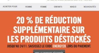 Nike : 20% de remise supplémentaire sur les articles déstockés