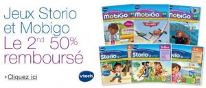 1 jeu Storio ou MobiGo acheté = le second  50% remboursé 