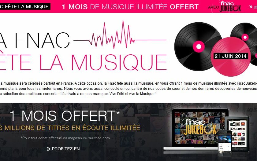 1 mois de musique illimitée gratuitement sur Fnac Jukebox
