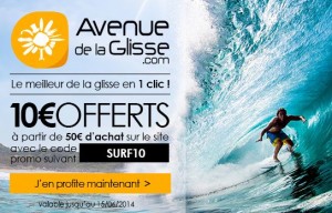 10 euros offerts pour 50 euros d’achat chez Avenue de la glisse