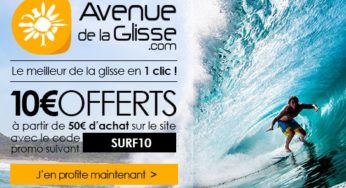 10 euros offerts pour 50 euros d’achat chez Avenue de la glisse !