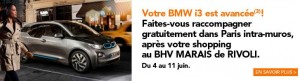 BHV Marais Rivoli raccompagnement gratuit en BMW I3