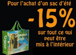 CASA : demain tout le contenu de votre sac à moins 15%