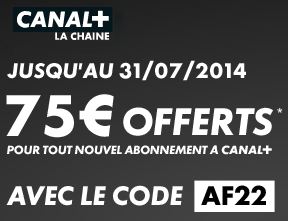 Code promo Canal + : 75 euros offerts 