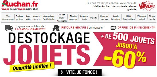 Déstockage de jouets chez Auchan 