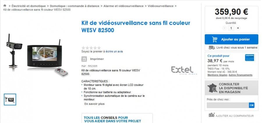 Kit de vidéosurveillance sans fil couleur WESV 82500