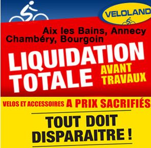 Liquidation magasins Veloland 