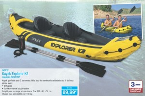 Moins de 90 euros le Kayak gonflable Intex Explorer K2