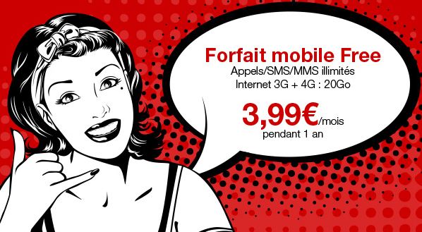 Vente privée Free Mobile ! Moins de 4 euros Appels + SMS + MMS illimités et Internet 3G + 4G de 20Go