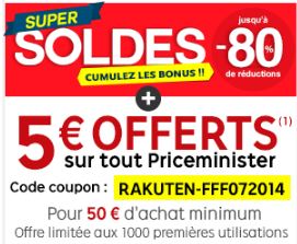 5 euros de remises immédiates sur Priceminister 