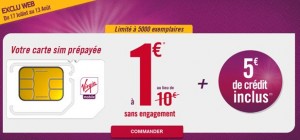 Carte Sim Virgin Mobile prépayée à 1 euro
