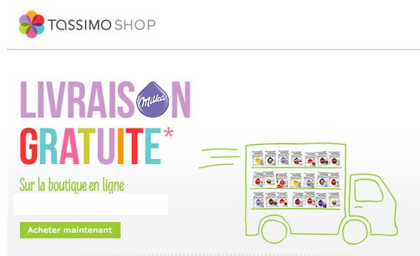 Livraison gratuite sur Tassimo