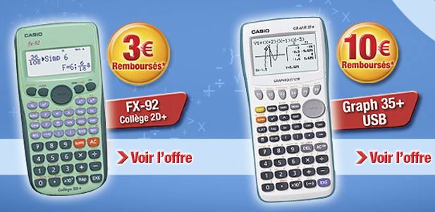 Remboursement calculatrices Casio 2014 