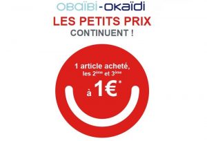 1 article acheté, le 2ème et 3ème à 1€