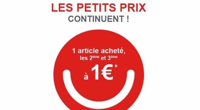 1 article acheté, le 2ème et 3ème à 1€