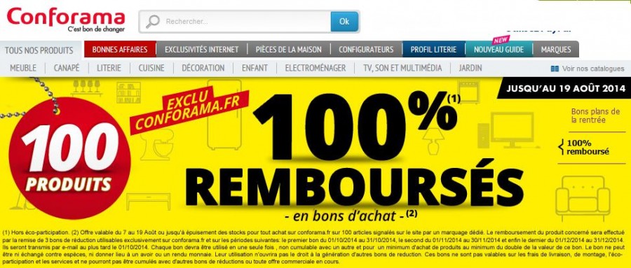 Bon plan Confo : 100 articles 100% remboursées 