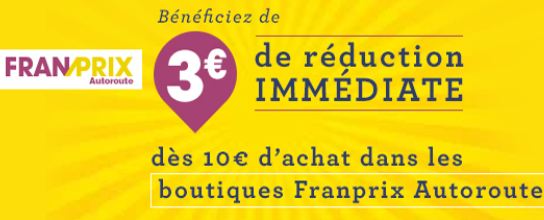 Coupon 3 euros de remises Franprix Autoroute 