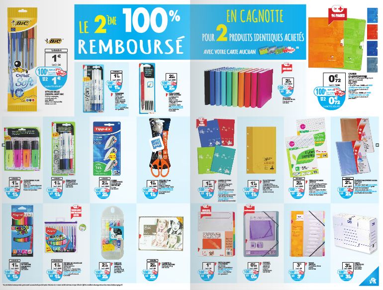 Fournitures scolaires : le 2éme article 100% remboursé