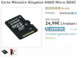 Moins de 25 euros la Micro SDXC Kingston 64Go