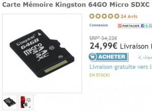 Moins de 25 euros la Micro SDXC Kingston 64Go
